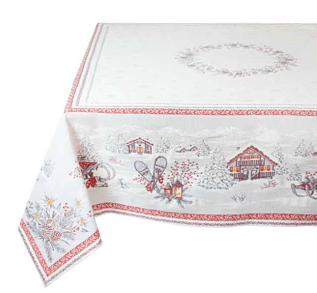 French Jacquard Tablecloth DECO (Savoie. perle)